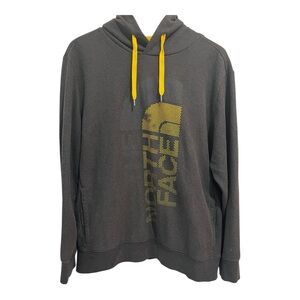 The North Face Men's Charcoal Hoodie with Bright Yellow Details